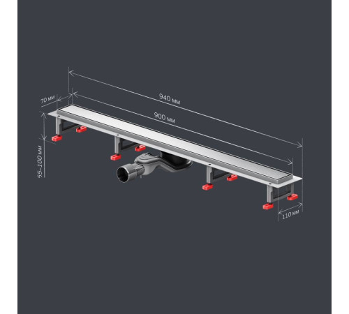 Трап для душа линейный AM.PM MasterFlow универсальный затвор Tile 90 см W01SC-U11-090-04SB