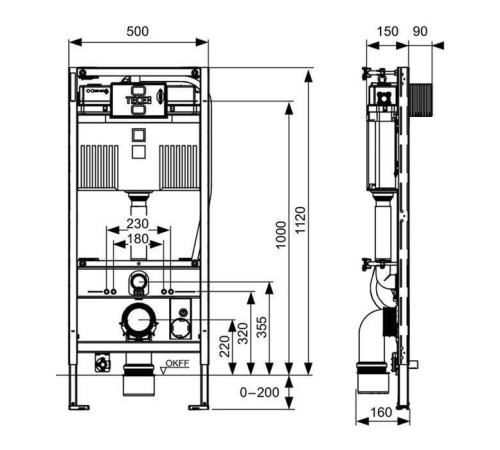Инсталляция для унитаза TOTO Neorest TECEprofil высота 1120 мм 9300344