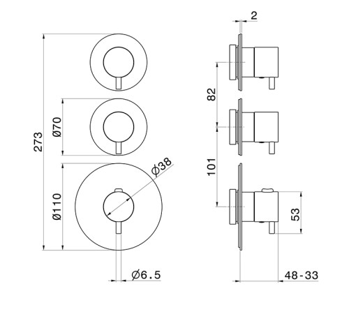 Смеситель для душа встраиваемый термостатический Newform X-Steel 316 внешняя часть 2 потока stainless steel 69859EX.50.050