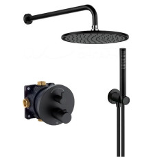 Душевой набор 7 в 1 Kludi Nova Fonte с термостатом верхний душ 300 мм черный матовый 208313915