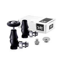 Комплект вентилей SR Rubinetterie Old Style 1/2 угловой с маховиком черный матовый K390-1500VC0S