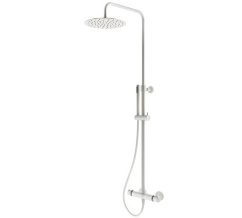 Душевая стойка с термостатическим смесителем Plumberia Selection IXO верхний душ 25 см белый матовый XO6302BO