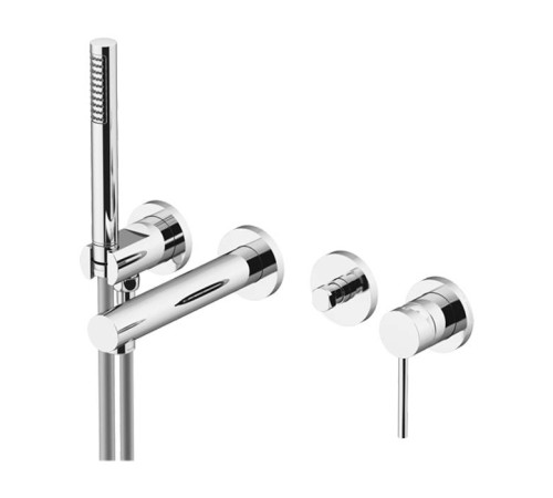 Смеситель для ванны встраиваемый Gattoni Circle One на 4 отверстия с ручной лейкой хром 9005/90C0