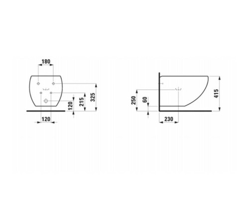 Биде подвесное Laufen Il Bagno Alessi One 58.5x39x35.5 см LLC белый 8.3097.1.400.304.1