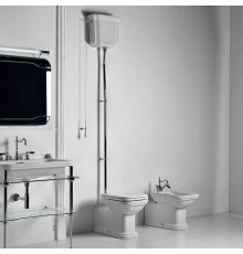 Унитаз пристенный удлиненный Kerasan Waldorf с высоким бачком белый/хром 411601/418001/754590/760390/757390