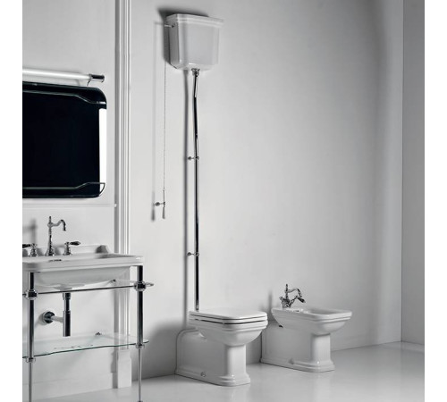 Унитаз пристенный удлиненный Kerasan Waldorf с высоким бачком белый/хром 411601/418001/754590/760390/757390