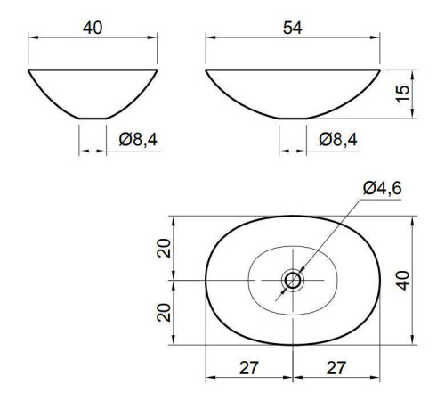 Раковина накладная Antonio Lupi Servo 54х40 см без отверстия белая SERVOMOOD54 Bianco/cr