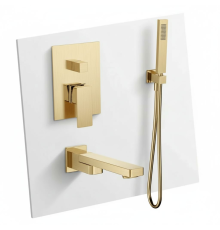 Набор для ванны Aquanet Savona с изливом и ручным душем золото шлифованное AQM8411BG