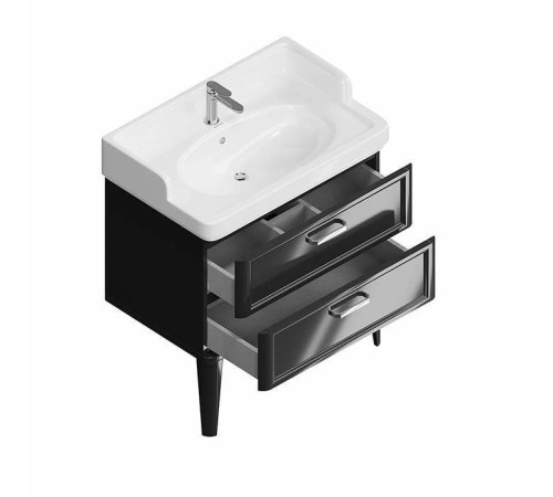 Тумба подвесная Kerama Marazzi Pompei 80 см 2 ящика черный глянцевый PO.M.80.2\BLK