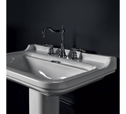 Раковина Kerasan Waldorf 80х55 см 3 отверстия керамическая белый/хром 4141K1bi/cr*3