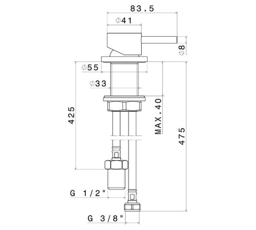 Смеситель для раковины Newform X-Steel 316 управление stainless steel 69624X.50.050