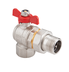 Кран шаровой угловой Hogert Technik Premium 1/2 НВ PN 40 бабочка с полусгоном BV52204