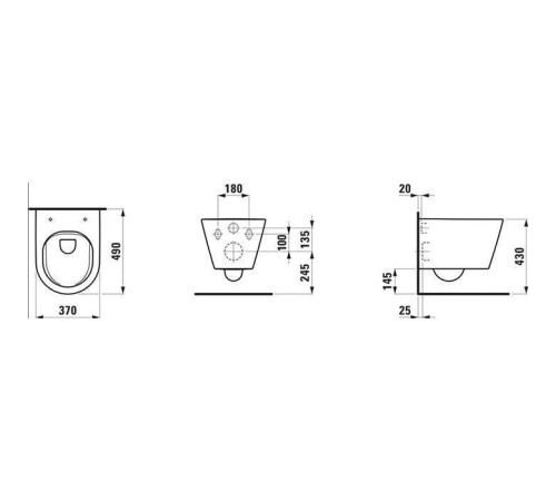 Унитаз подвесной Laufen Kartell 49x37x28.5 см укороченный безободковый белый 8.2033.3.000.000.1