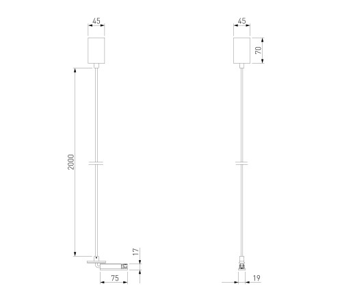 Brass Line Подвесной комплект для подключения трековой системы освещения к питанию латунь боковой 85009/00 85009/00