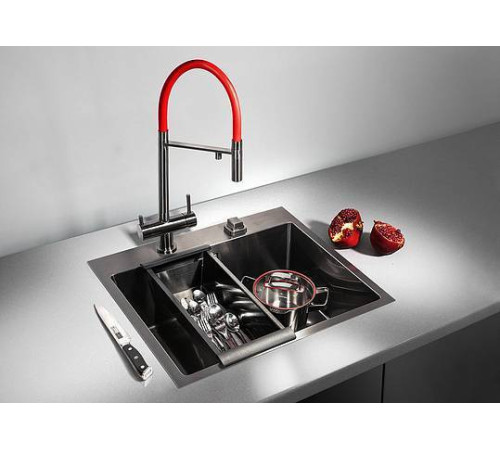 Смеситель для кухни Omoikiri Kanto-GM выдвижной излив под фильтр вороненая сталь 4994013