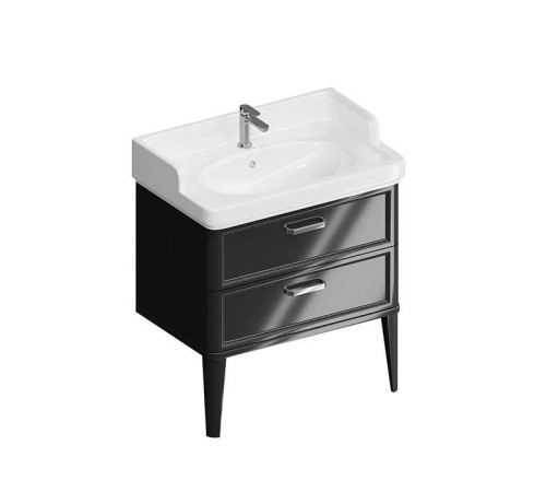 Тумба подвесная Kerama Marazzi Pompei 80 см 2 ящика черный глянцевый PO.M.80.2\BLK