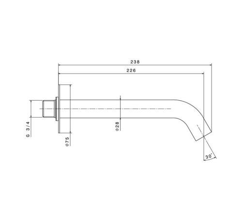 Излив для ванны настенный Newform X-STEEL 316 226 мм G3/4 PVD Brushed copper bronze 29482X.59.067