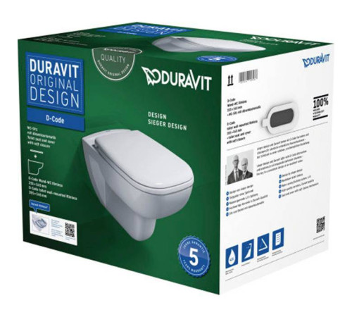 Унитаз подвесной Duravit D-Code Rimless 35.5х54.5 см с сиденьем SoftClose 45700900A1