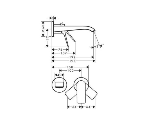 Смеситель для раковины Hansgrohe Vivenis настенный излив 195 мм белый матовый 75050700