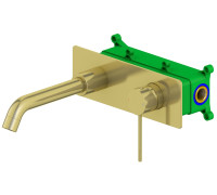 Смеситель для раковины настенный на 2 отверстия Timo Saona золото матовое 2371/17SM