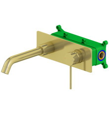 Смеситель для раковины настенный на 2 отверстия Timo Saona золото матовое 2371/17SM