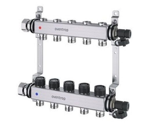 Распределительная гребенка Oventrop Multidis SHR на 6 контуров 3/4 EK нержавеющая сталь с регулирующими вставками 140650056