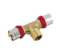 Тройник пресс-фитинг латунный Tiemme 26 мм x 1 НР x 26 мм 1650167