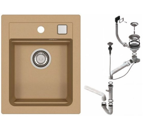 Мойка кухонная Alveus Atrox 10 400х500х195 мм G55 Beige с сифоном 1139769