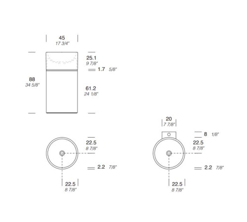 Раковина напольная Noorth Roma I Ø 45х88 см слив в пол 2016.D