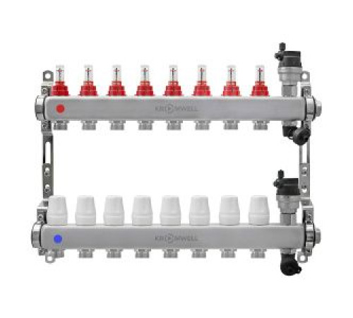 Блок коллекторный Kromwell 1 из нержавеющей стали с расходомерами 8 выходов 3/4 EK KW.SM6000685