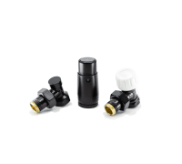 Комплект подключения Schlosser STANDARD MINI угловой DN15 GZ 1/2 x GW 1/2 с термоголовкой 602200056 RAL 9005 matt