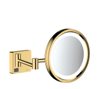 Зеркало косметическое Hansgrohe AddStoris Ø 160 мм с LED подсветкой золотой 41790990