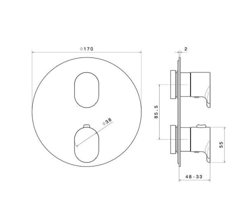 Смеситель для душа Kerama Marazzi Ole встраиваемый термостатический хром 67638EKM.21.018