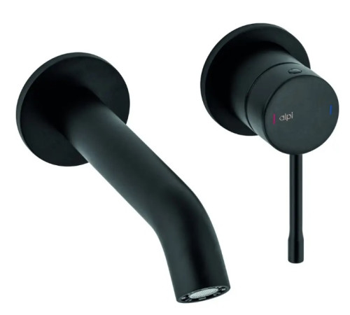 Смеситель для раковины Alpi Blue настенный излив 170 мм черный матовый BU95876NE/17