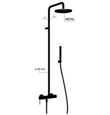 Душевая система Alpi Blue 200 мм черный матовый BU95RM2251NE