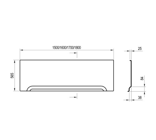 Панель передняя для ванны Ravak 170 см универсальная белая CZ001V0A00