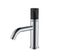 Смеситель для раковины Boheme Stick без донного клапана излив 135 мм хром/черный 121-CR-MR-B