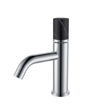 Смеситель для раковины Boheme Stick без донного клапана излив 135 мм хром/черный 121-CR-MR-B