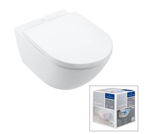Унитаз подвесной Villeroy & Boch Subway 3.0 безободковый с сиденьем SoftClosing CeramicPlus 4670TSR1