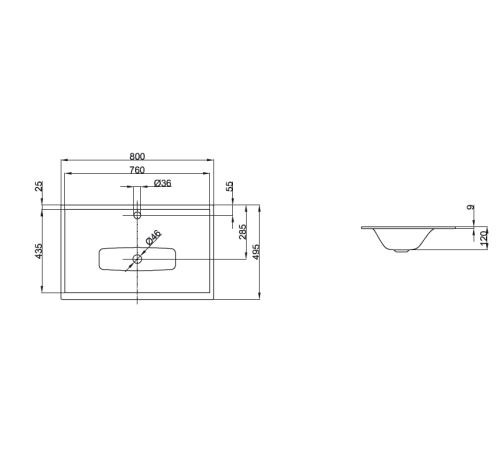 Раковина Bette Lux 80х49.5х12 см 1 отв. белый A161-000 HLW1
