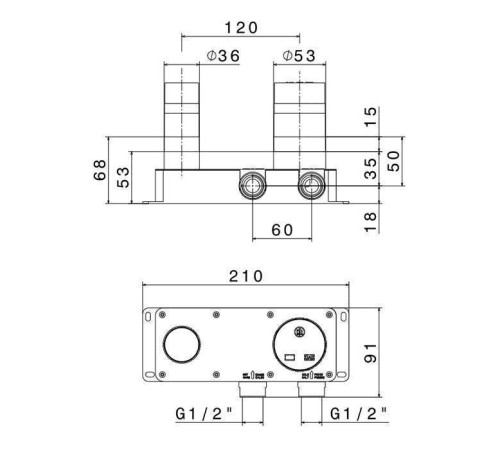 Встраиваемая часть смесителя Newform 1/2 универсальная 27852.00.000