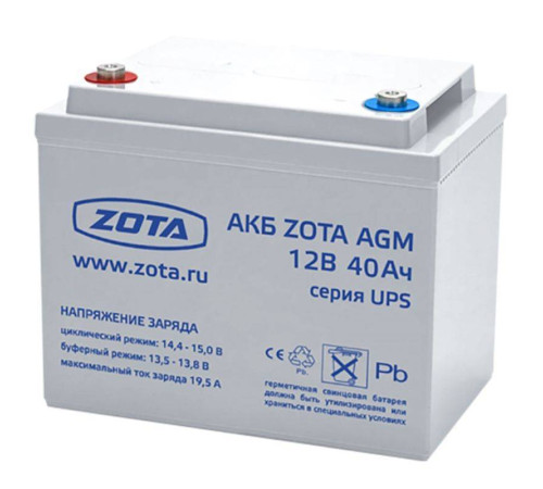 Аккумуляторная батарея ZOTA AGM 40-12 40 Ач 12 В AB3481100040