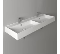 Раковина двойная Simas Agile 141х46 см 2 отверстия белая AG141D bi