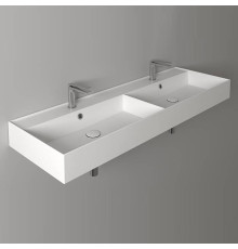 Раковина двойная Simas Agile 141х46 см 2 отверстия белая AG141D bi