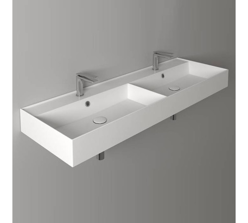 Раковина двойная Simas Agile 141х46 см 2 отверстия белая AG141D bi