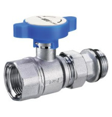 Кран шаровой FAR 1 ВР-американка под термометр хромированный синяя ручка FS 3058 1B