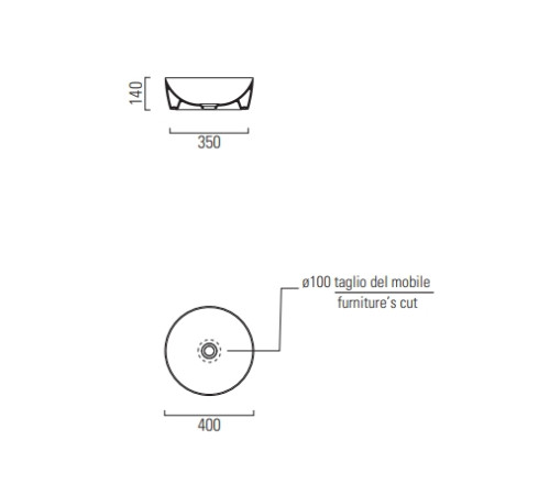 Раковина-чаша накладная GSI NUBES Ø 400 мм круглая белый глянцевый 903911