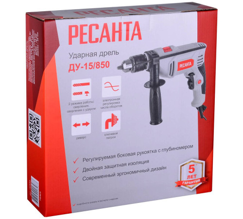 Дрель ударная Ресанта ДУ-15/850 850 Вт 72/8/10