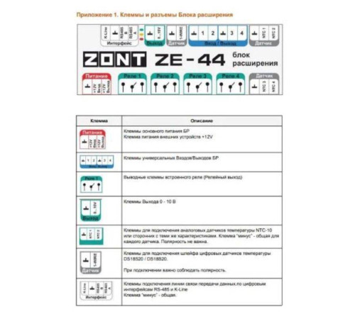 Блок расширения ZONT ZE-44 для контроллера H2000+ PRO ML00005696