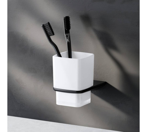 Стакан стеклянный с настенным держателем AM.PM Inspire V2.0 черный матовый A50A34322